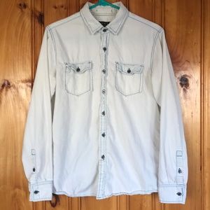 Men's Vintage-wash Casual Button-down XS